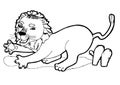 Small Lion, colouring book,black and white version illustration